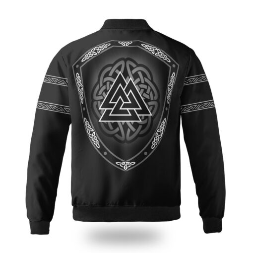 Viking Bomber Jacket Hati and Skoll Valknut Shield Line Art