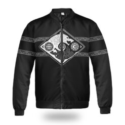 Viking Bomber Jacket Hati and Skoll Valknut Shield Line Art