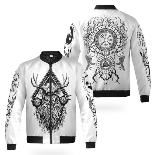 Viking Bomber Jacket Odin And Raven Yggdrasil