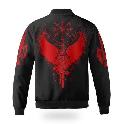 Viking Bomber Jacket Red Skull Vegvisir