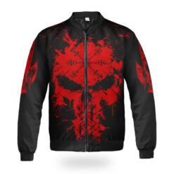 Viking Bomber Jacket Red Skull Vegvisir