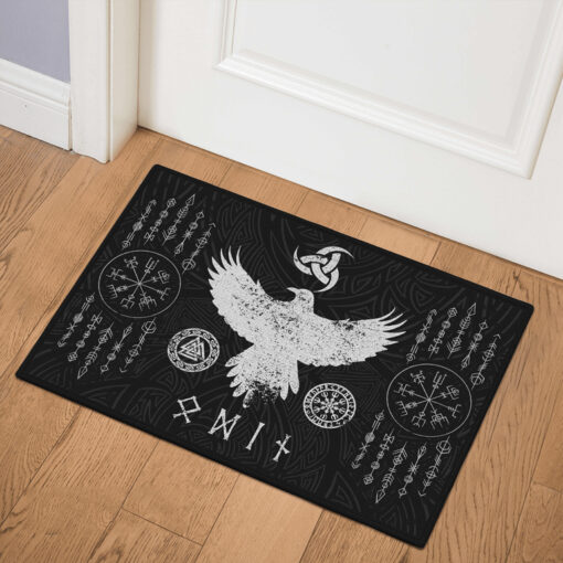 Viking Doormat Raven Of Odin And Norse Symbols