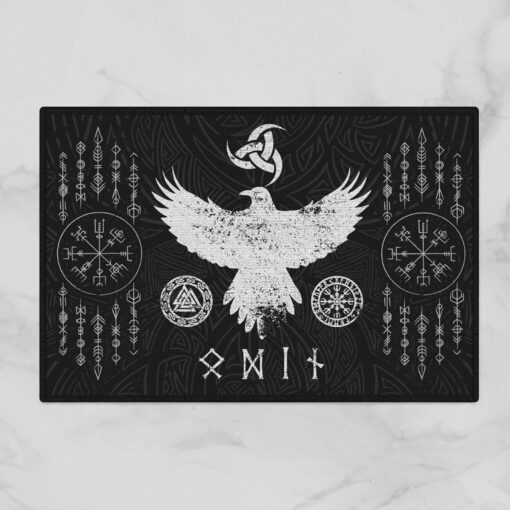 Viking Doormat Raven Of Odin And Norse Symbols