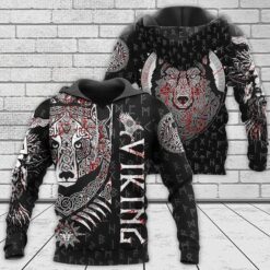 Viking Hoodie Bear And Wolf Celtic Art