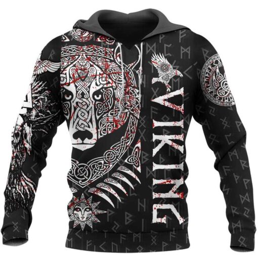 Viking Hoodie Bear And Wolf Celtic Art