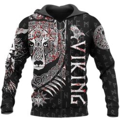 Viking Hoodie Bear And Wolf Celtic Art