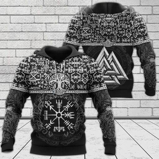 Viking Hoodie Runic Vegvisir And Rune Symbol
