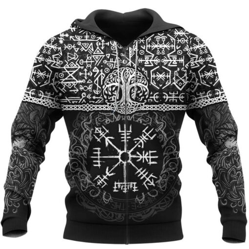 Viking Hoodie Runic Vegvisir And Rune Symbol
