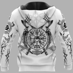 Viking Hoodie Skull Until Valhalla Vegvisir Shield Back