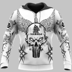 Viking Hoodie Skull Until Valhalla Vegvisir Shield Back