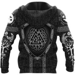 Viking Hoodie Sons of Fenrir Skoll and Hati Valknut Shield