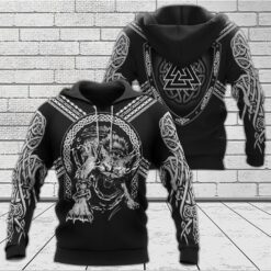 Viking Hoodie The Binding of Fenrir And Valknut Shield