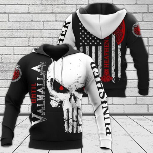 Viking Hoodie Until Valhalla Heathen Axe Flag