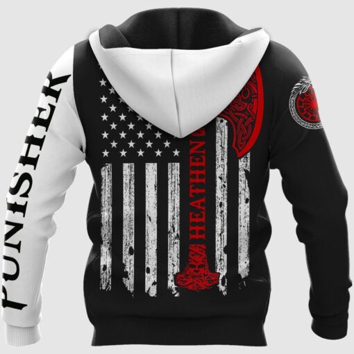 Viking Hoodie Until Valhalla Heathen Axe Flag