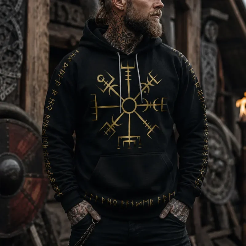 Viking Hoodie Vegvisir Viking Compass Gold Metallic