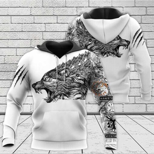Viking Hoodie Wolf Art Claws Scratch