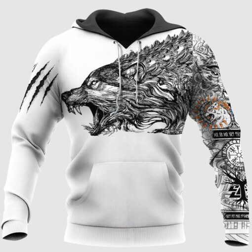 Viking Hoodie Wolf Art Claws Scratch