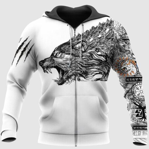Viking Hoodie Wolf Art Claws Scratch