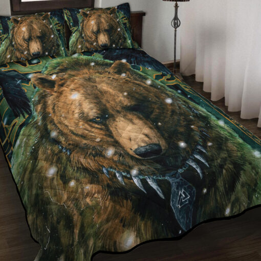 Viking Quilt Set Bear Raven Valknut