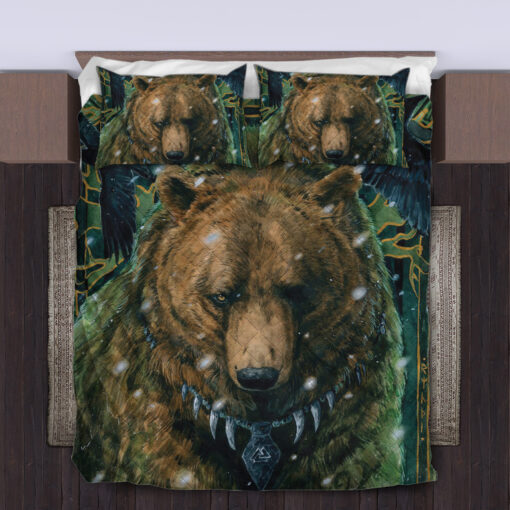 Viking Quilt Set Bear Raven Valknut