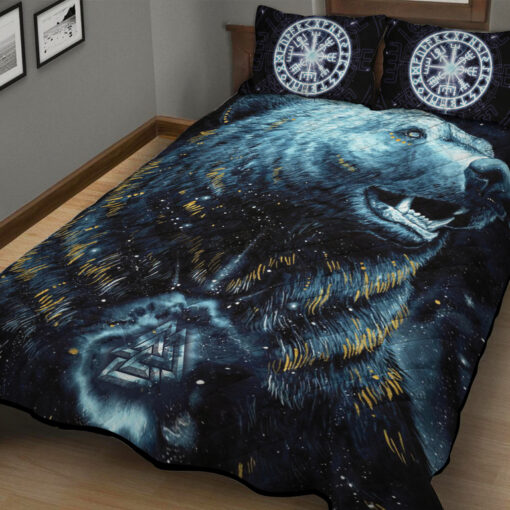 Viking Quilt Set Bear Valknut Vegvisir