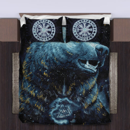 Viking Quilt Set Bear Valknut Vegvisir