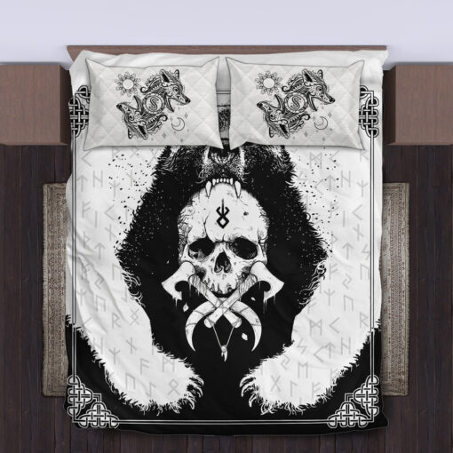 Viking Quilt Set Bear Warrior Skull Berserker