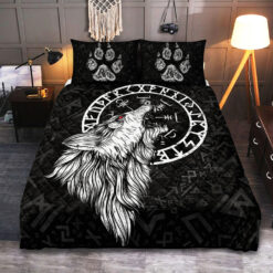 Viking Quilt Set Fenrir Wolf Vegvisir