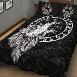 Viking Quilt Set Fenrir Wolf Vegvisir