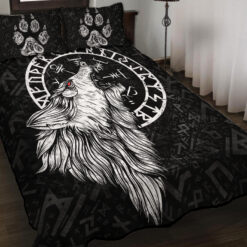 Viking Quilt Set Fenrir Wolf Vegvisir