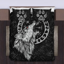 Viking Quilt Set Fenrir Wolf Vegvisir