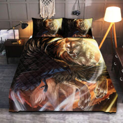 Viking Quilt Set Norse Raven And Wolf