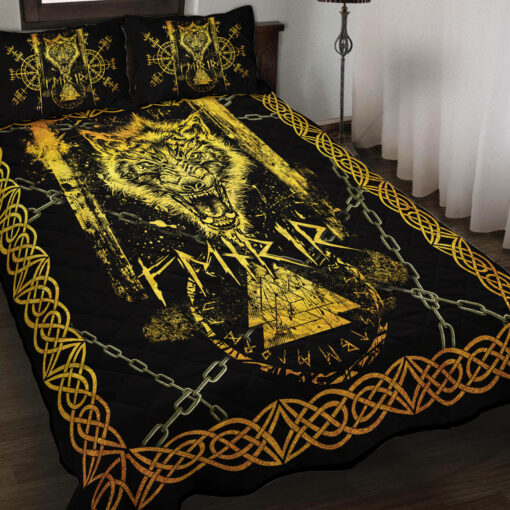 Viking Quilt Set Old Norse Wolf Fenrir Valknut