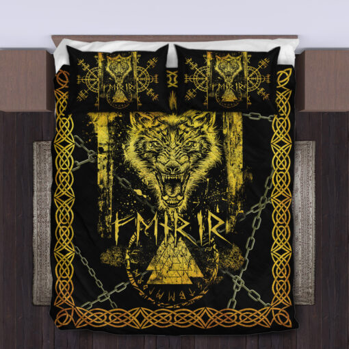 Viking Quilt Set Old Norse Wolf Fenrir Valknut