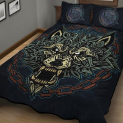 Viking Quilt Set Raven And Celtic Fenrir Wolf
