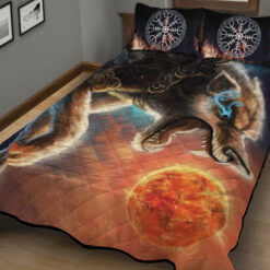 Viking Quilt Set Sköll Wolf Chases The Sun