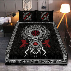 Viking Quilt Set Tree Of Life Yggdrasil Ravens