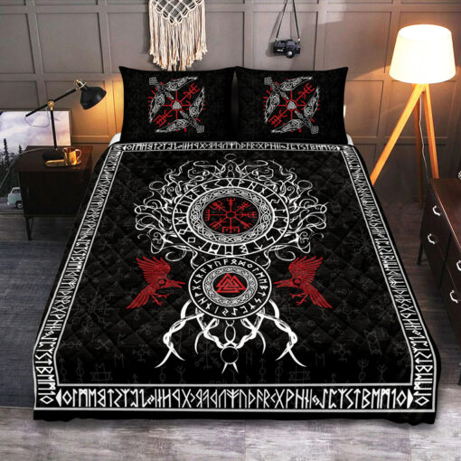 Viking Quilt Set Tree Of Life Yggdrasil Ravens