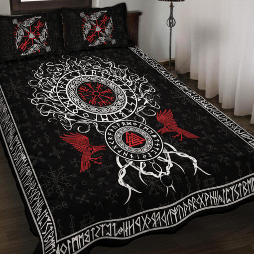 Viking Quilt Set Tree Of Life Yggdrasil Ravens