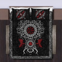 Viking Quilt Set Tree Of Life Yggdrasil Ravens