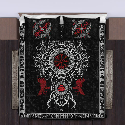 Viking Quilt Set Tree Of Life Yggdrasil Ravens
