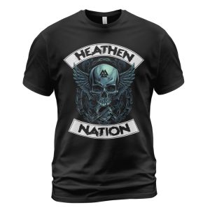 Viking T-shirt Skull Wings Heathen Nation