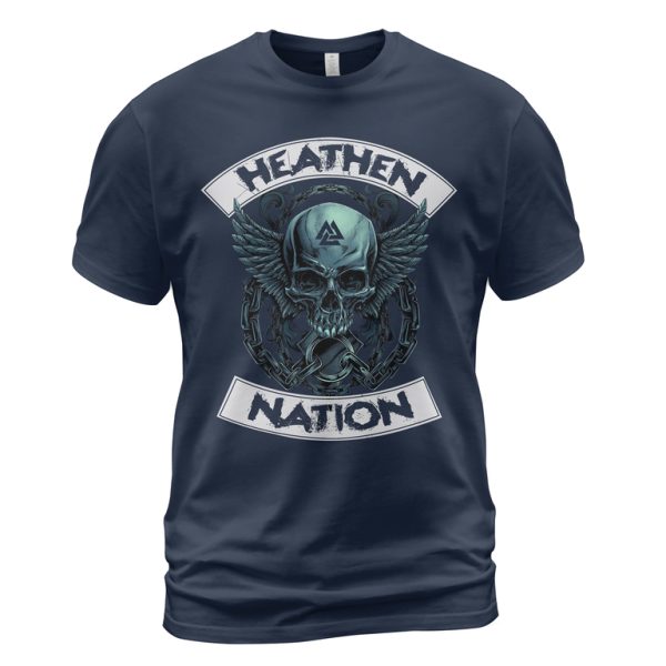 Viking T-shirt Skull Wings Heathen Nation