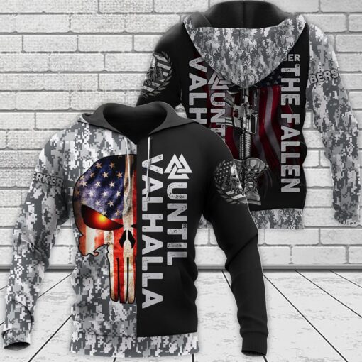 Viking hoodie Until Valhalla Skull Camouflaged