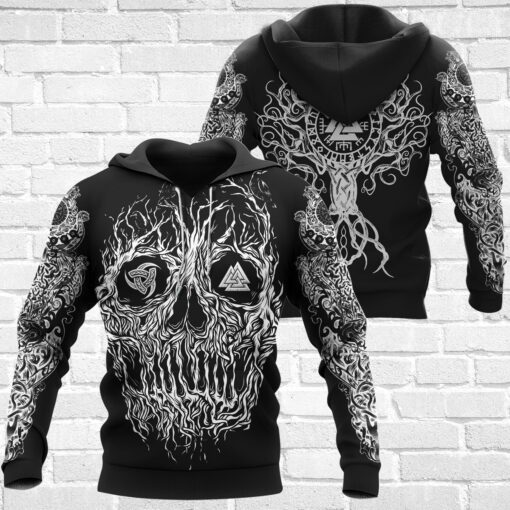 Viking Hoodie Skull Yggdrasil Tree Of Life