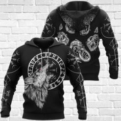 Viking Hoodie Wolf And Vegvisir