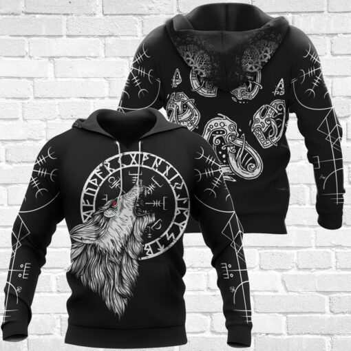 Viking Hoodie Wolf And Vegvisir