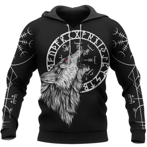 Viking Hoodie Wolf And Vegvisir