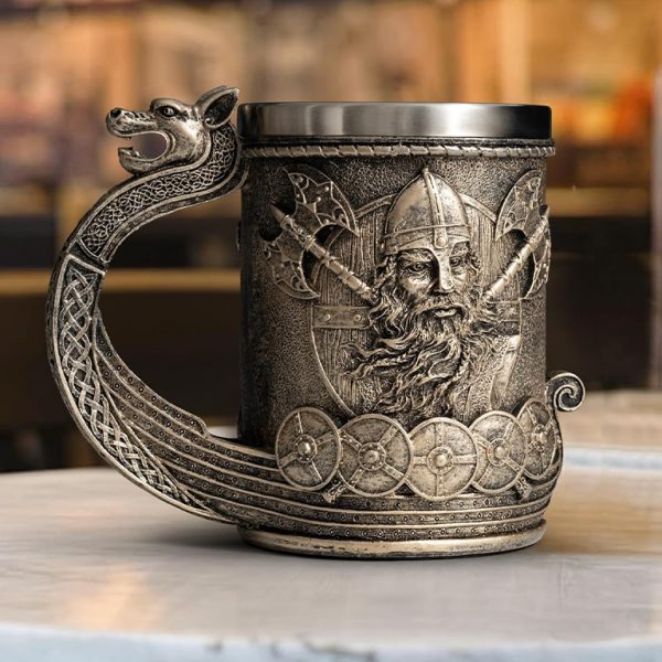 Viking Mug Warrior Axe with Dragon Handle