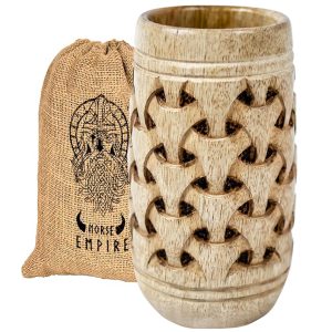 Viking Mug for Men Wooden Mug 16Oz Handcrafted